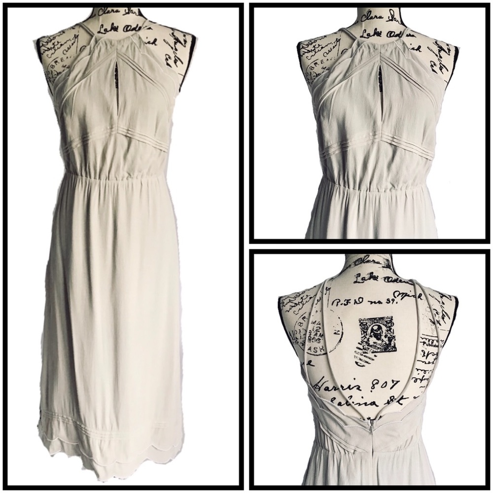 Elliat Elation NWT Scallop Open-Back Hem Dress in Taupe - S